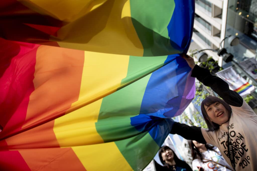 Participant march in the Tokyo Rainbow Pride parad