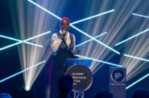 Arlo Parks giving a speech after winning the 2021 Mercury Prize
