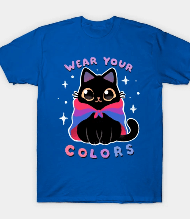 This cute tee features the phrase "wear your colours". 