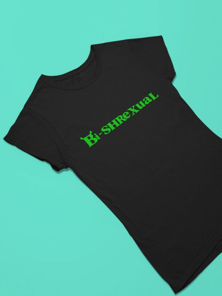 A Shrek-inspired bisexual t-shirt. 