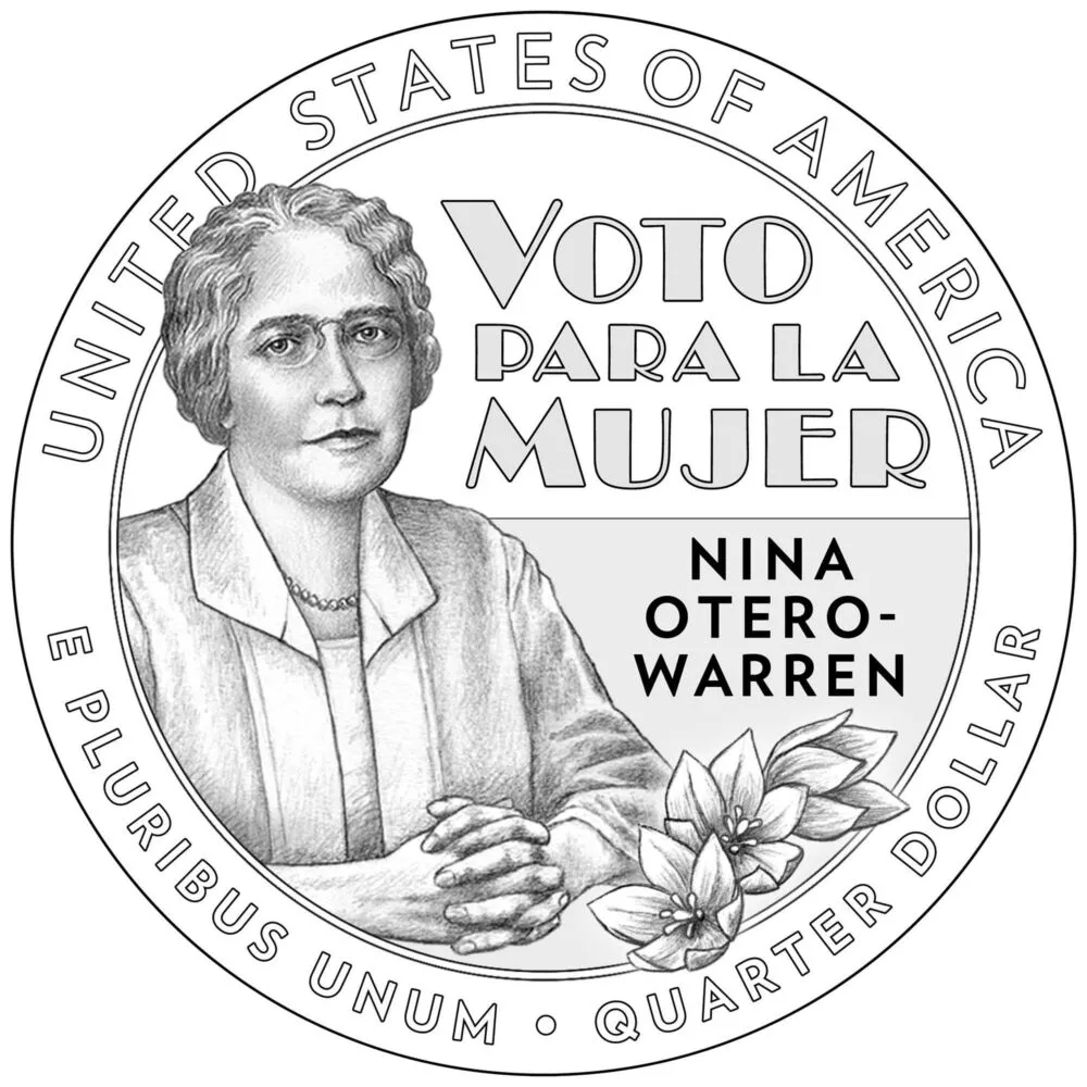 Nina Otero-Warren on her American Women Quarters Program coin. (US Mint)