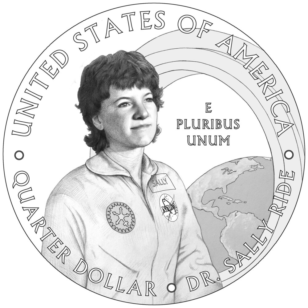 Sally Ride on her American Women Quarters Program coin