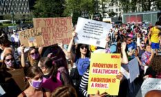 Crowds gather in New York City to protest the new abortion law in Texas