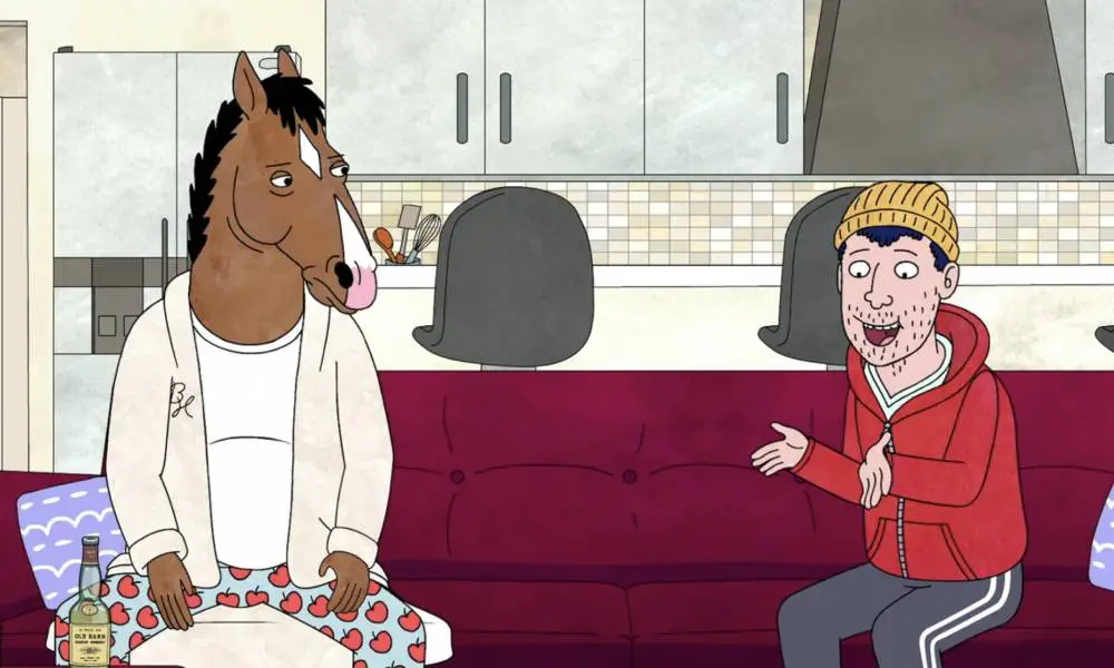A still from the scene in BoJack Horseman where Todd Chavez comes out as asexual