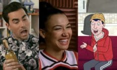 A side by side image of coming out scenes from Schitt's Creek, Glee and BoJack Horseman