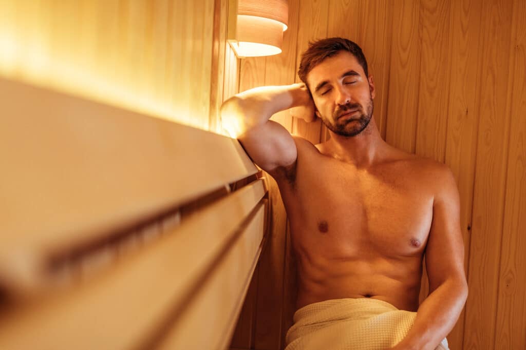 Man enjoys a gay sauna
