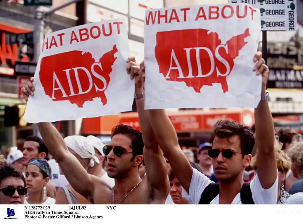 Nyc Aids Rally In Times Square. 