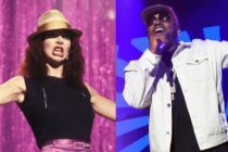 Kate Bush and Big Boi performing on stage