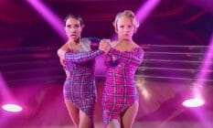 JoJo Siwa and Jenna Johnson perform an Argentine tango during Britney Spears week on Dancing with the Stars