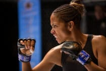 Halle Berry in boxing gloves, snarling