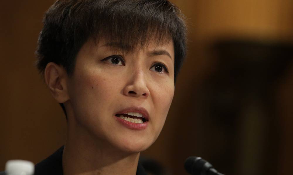 Denise Ho speaks before the US Congressional-Executive Commission on China in 2019