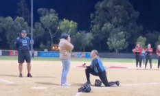 Woman pops the question to fiancée by faking softball injury in “epic proposal”