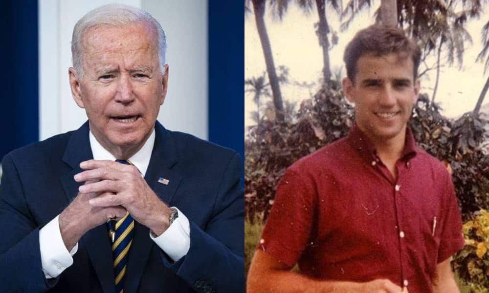 Side by side images of Joe Biden from a recent press conference and an Instagram photo from when he was 26 years old