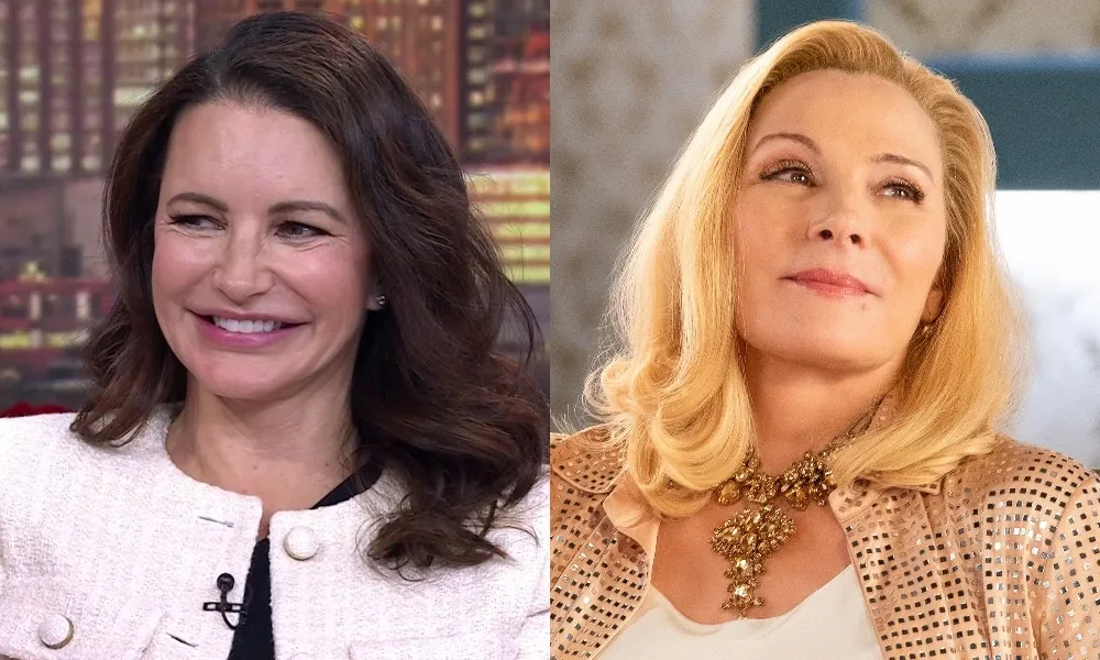 Headshots of Kirstin Davis on the Today show and Kim Cattrall on FILTHY RICH