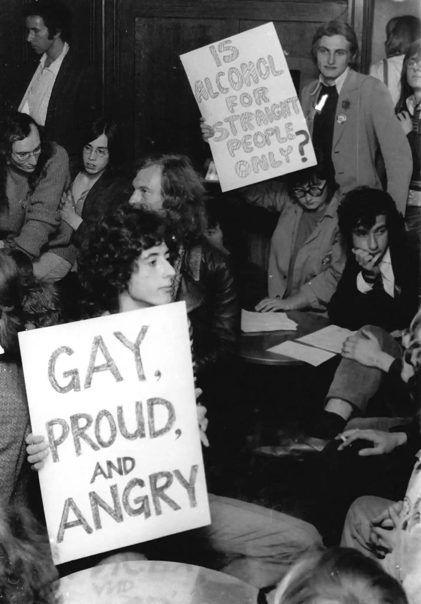 Peter Tatchell at an event with Gay Liberation Front in the 1970s. 