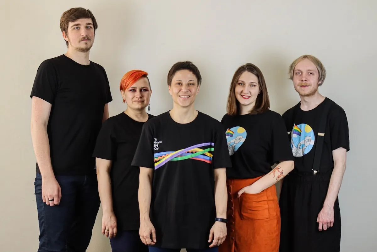 Lenny Ensom (C) with other activists involved with Kyiv Pride. 