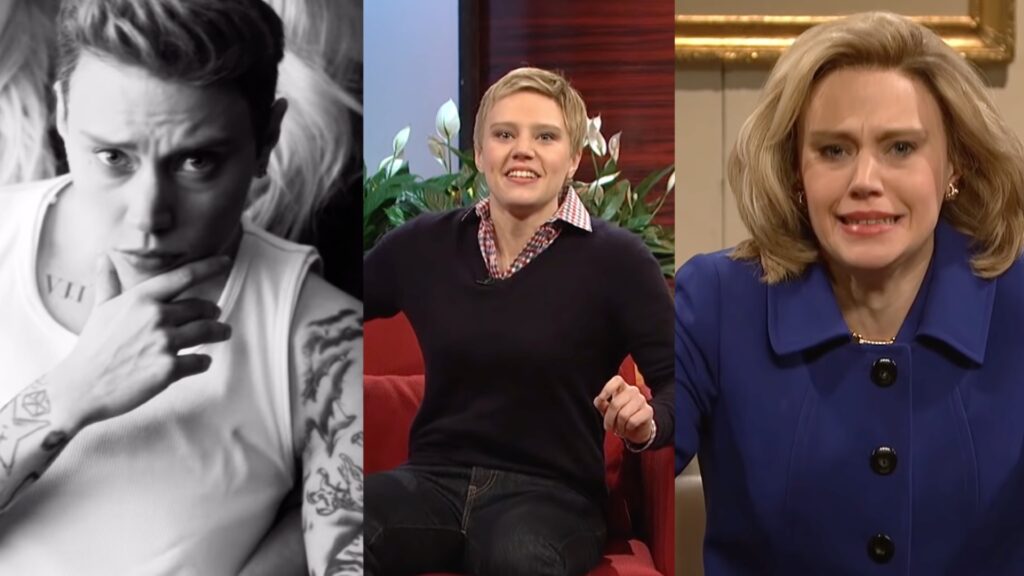 Kate McKinnon as Justin Bieber, Ellen DeGeneres and Hillary Clinton on SNL.