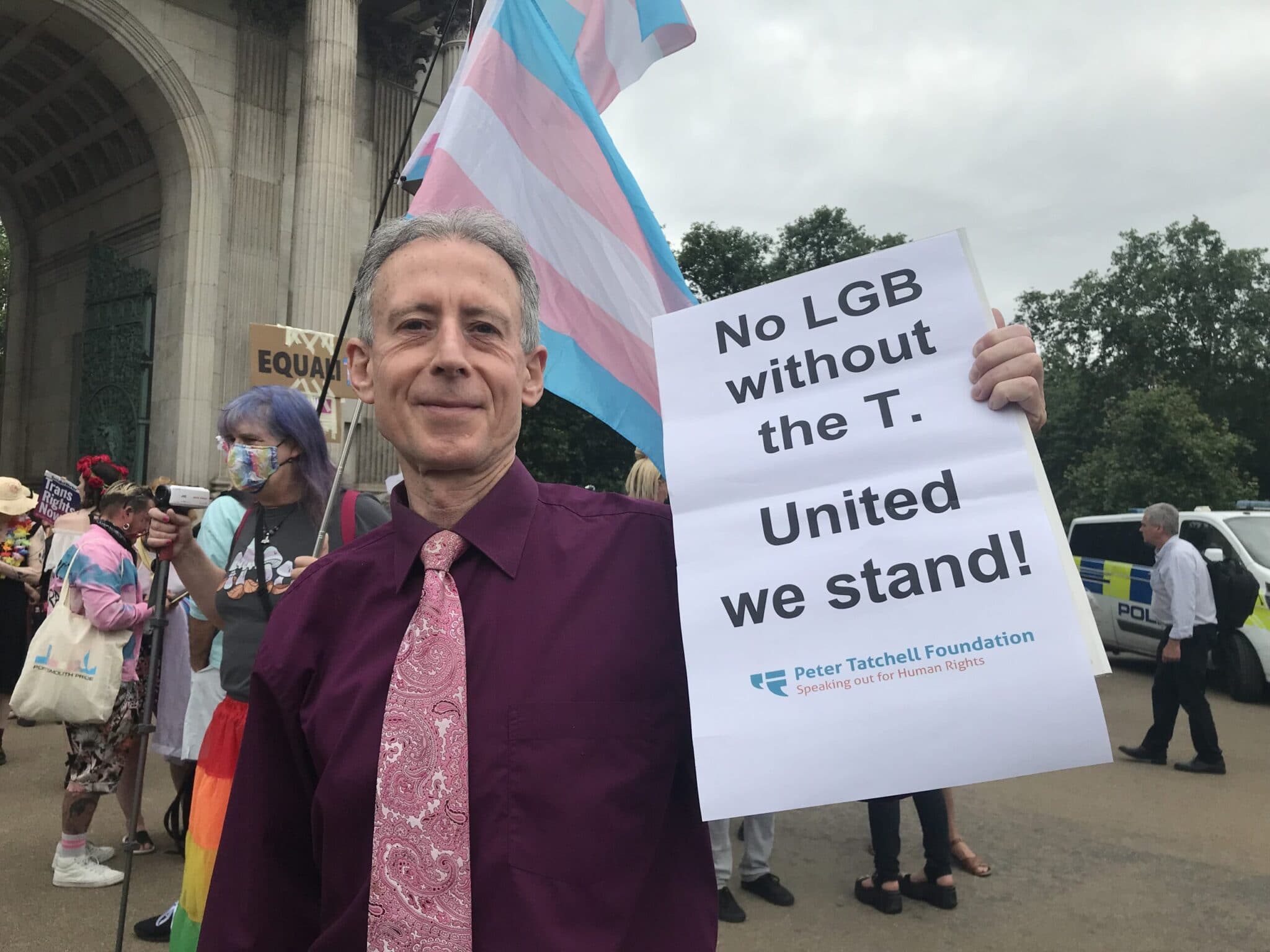 Peter Tatchell at Trans Pride London.