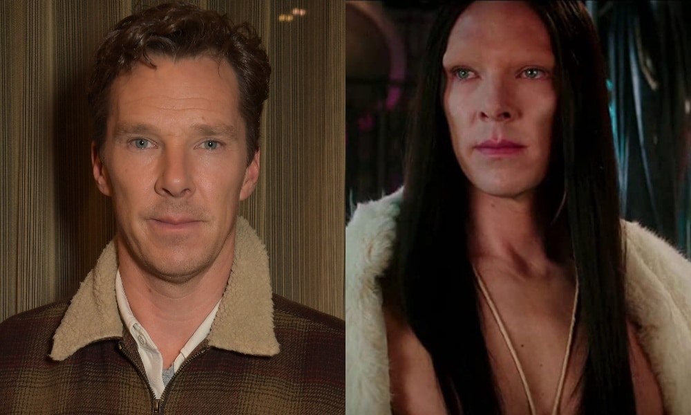Headshots of Benedict Cumberbatch and his Zoolander 2 character