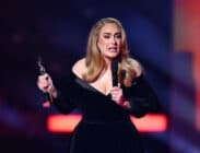 Adele accepting the Artist of the Year award at The BRIT Awards 2022.