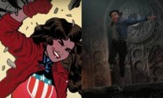 Side by side images of America Chavez from the Marvel comics as well as a still from Doctor Strange in the Multiverse of Madness