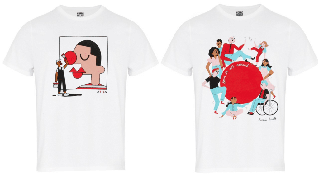 Non-binary painter, Ashton Attzs is among the artists who've created t-shirts for Red Nose Day 2022.