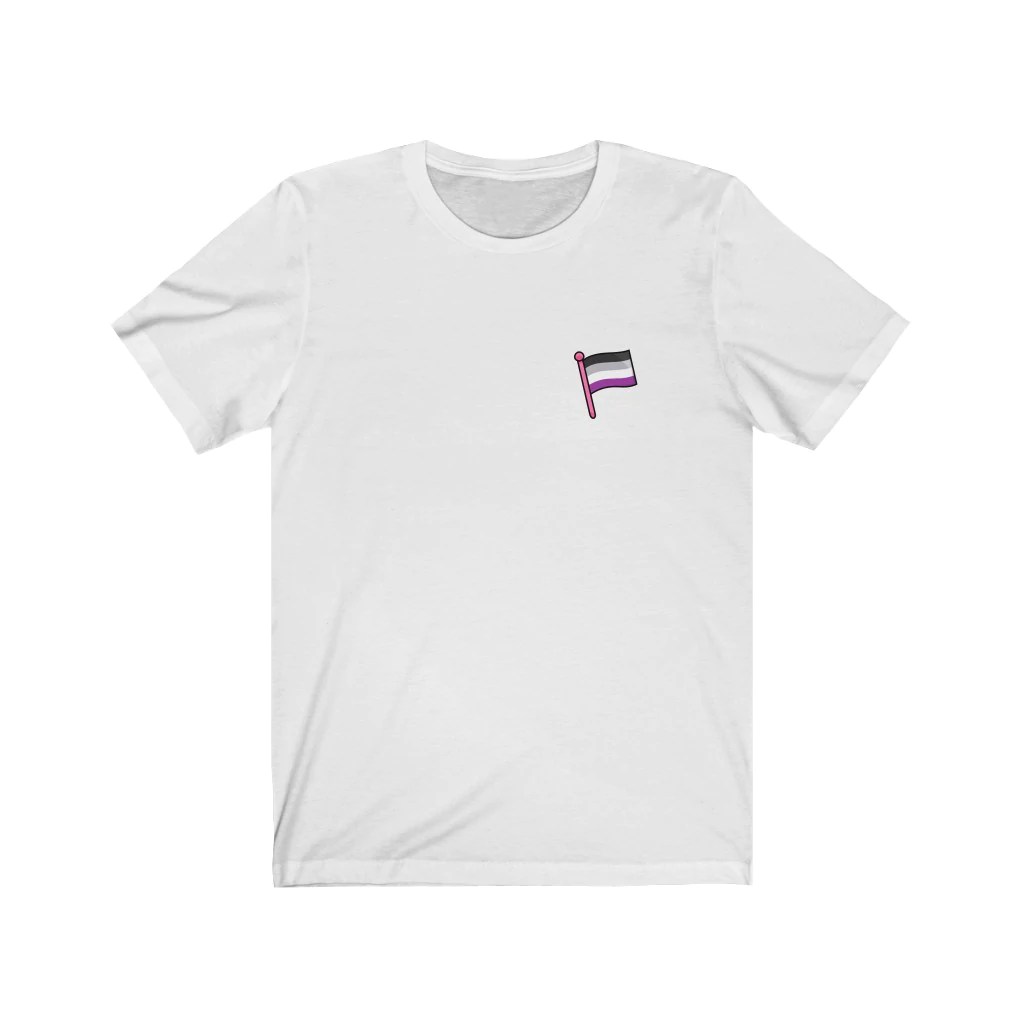 A t-shirt featuring the asexual Pride flag. 