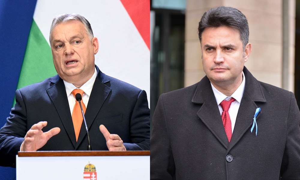 Hungary's prime minister Viktor Orbán and opposition leader Péter Márki-Zay