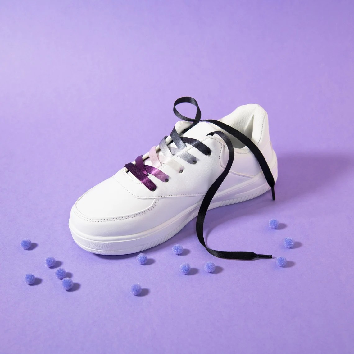 Asexual Pride shoelaces. 