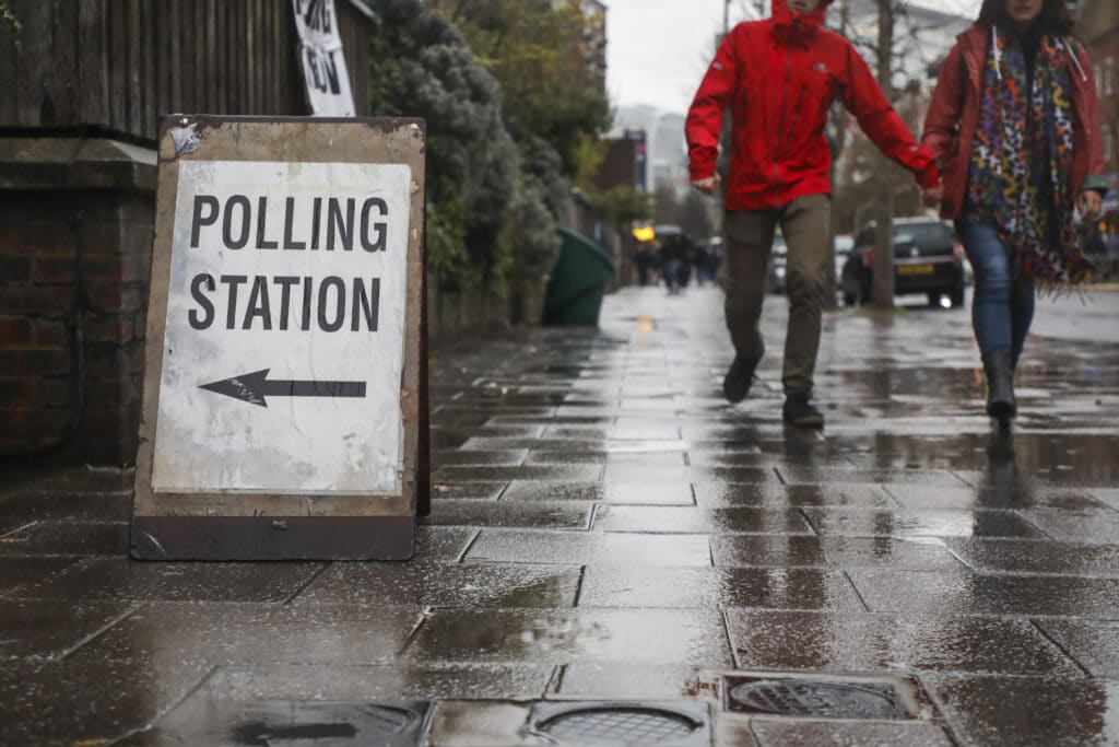 People come to vote in UK General Election