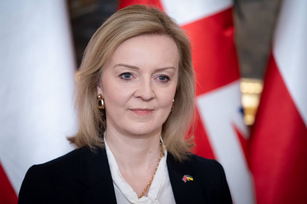 Liz Truss meets with the Polish Prime Minister at the chancellery in Warsaw, Poland on April 5, 2022.