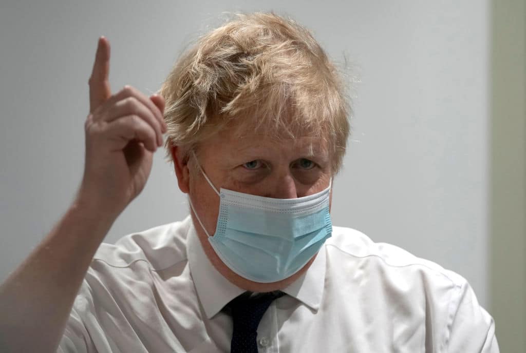 Boris Johnson wearing a face mask