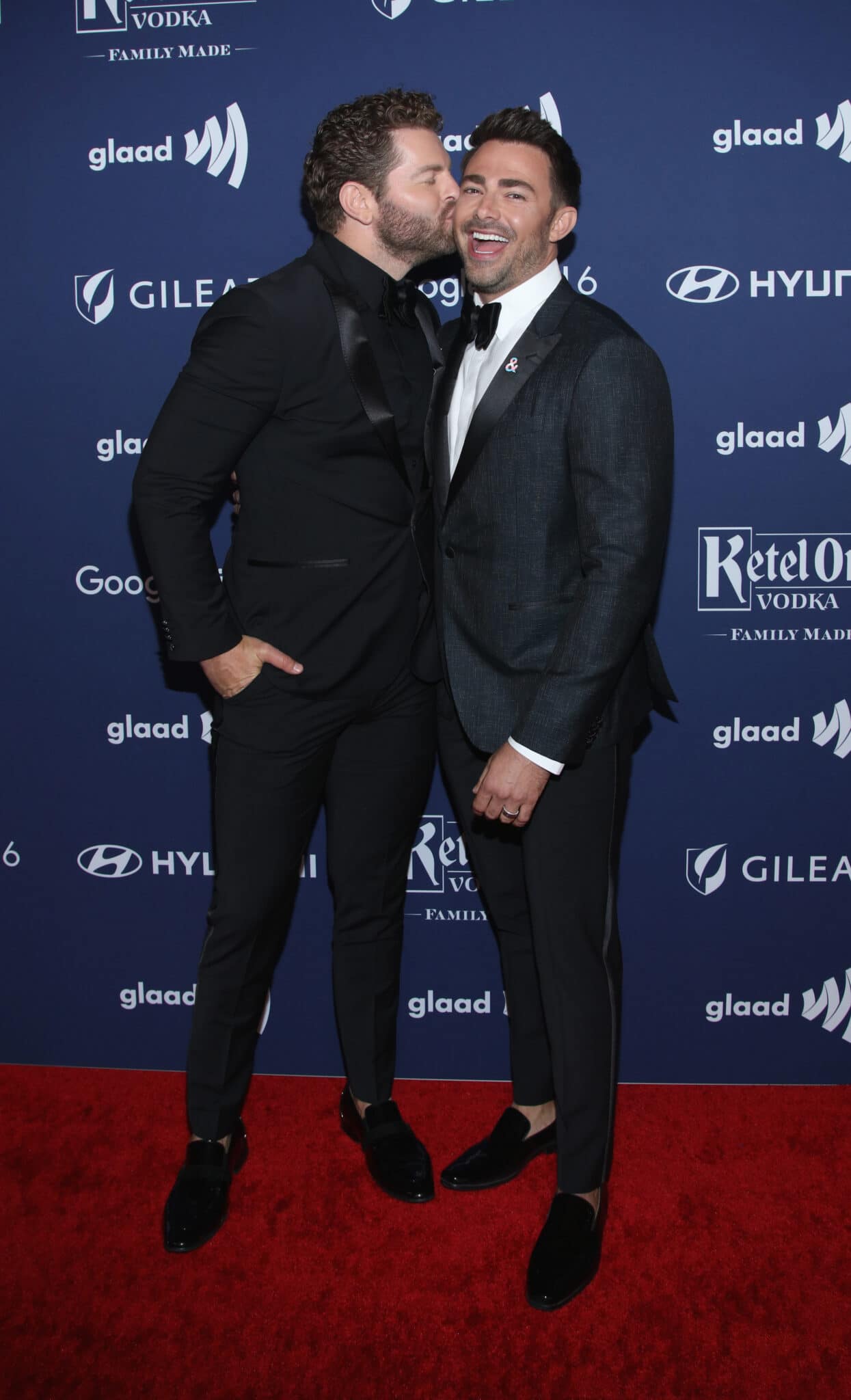 Jaymes Vaughan and Jonathan Bennett attend the 33rd Annual GLAAD Media Awards