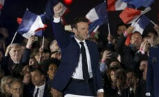Emmanuel Macron celebrates his re-election