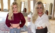 Singer Britney Spears models different outfits after announcing she is pregnant