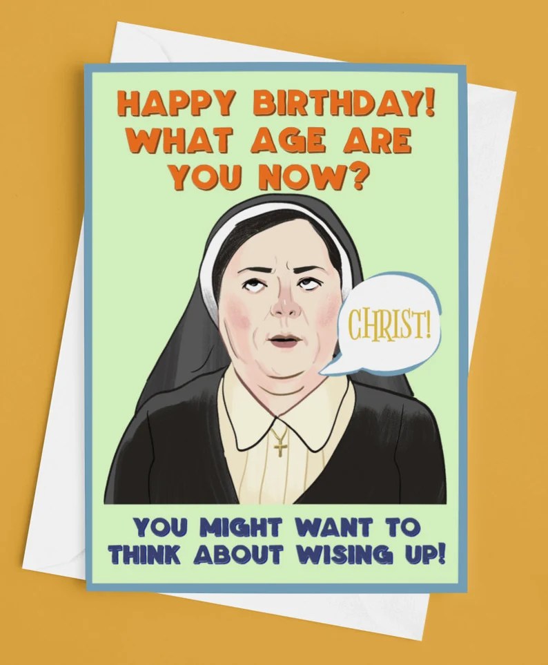 A card featuring Sister Michael. 