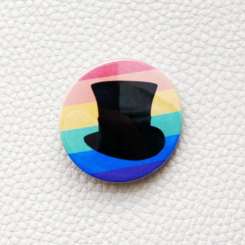 Anne Lister Top Hat Pride Gift Gentleman Jack of Shibden Hall Button Badge 