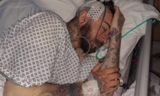 Morgan Fevre lying in a hospital bed