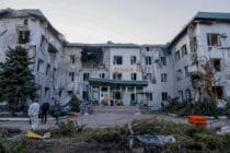 A heavily damaged hospital in Volnovakha, one of the cities most affected by the war