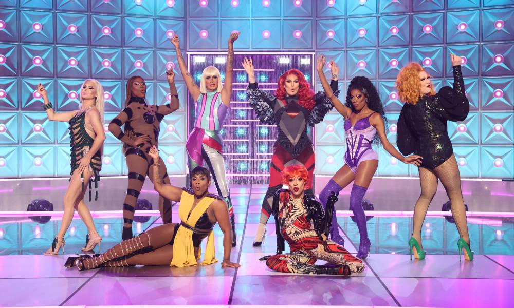 the cast of Drag Race All Stars 7 appear on stage to perform RuPaul's song "Legends"
