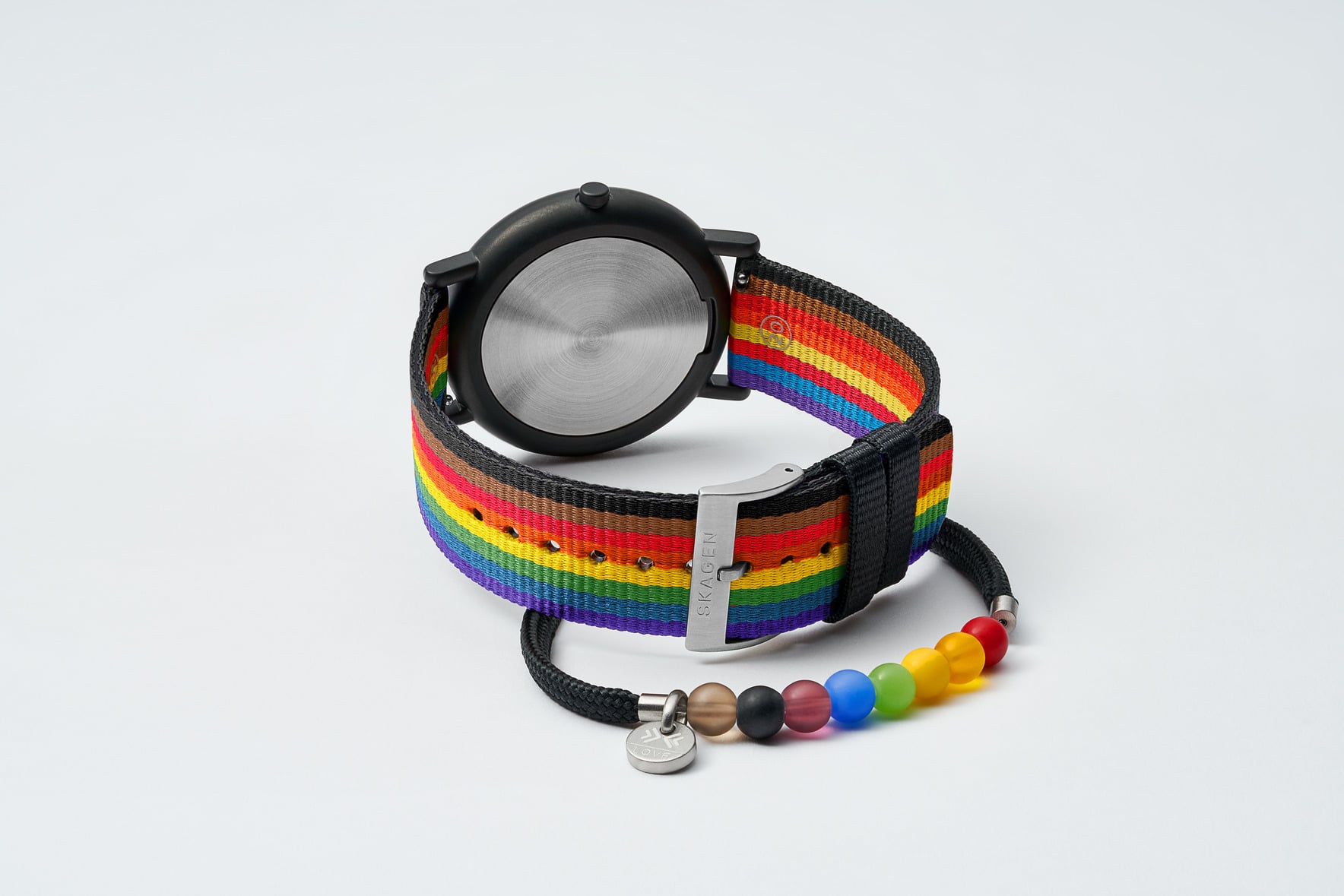 Skagen's Pride collection also features an interchangeable strap and a beaded bracelet.