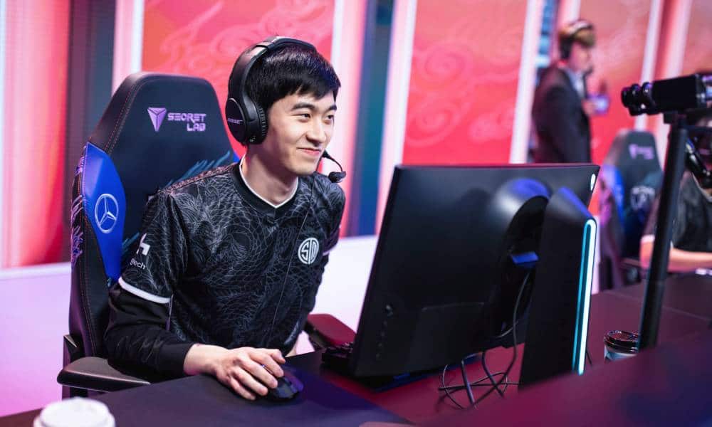 eSports player Vincent Wang aka Biofrost reacts prior to the game during the League of Legends 2020 Worlds Group stage at SMT studio in Shanghai, China.g an eSports tournament