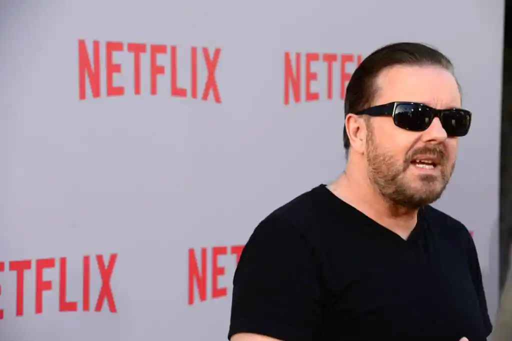 Ricky Gervais arrives for the screening of Netflix's Derek