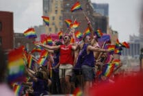 Revellers take part in a New York Pride parade