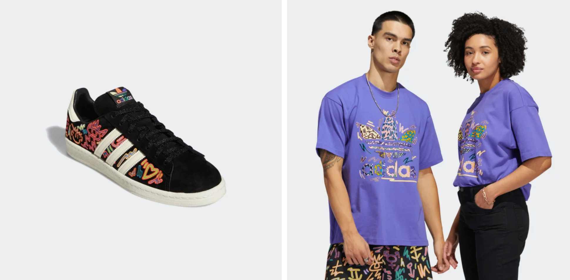 The Pride collection features apparel and limited edition trainers. (Adidas)