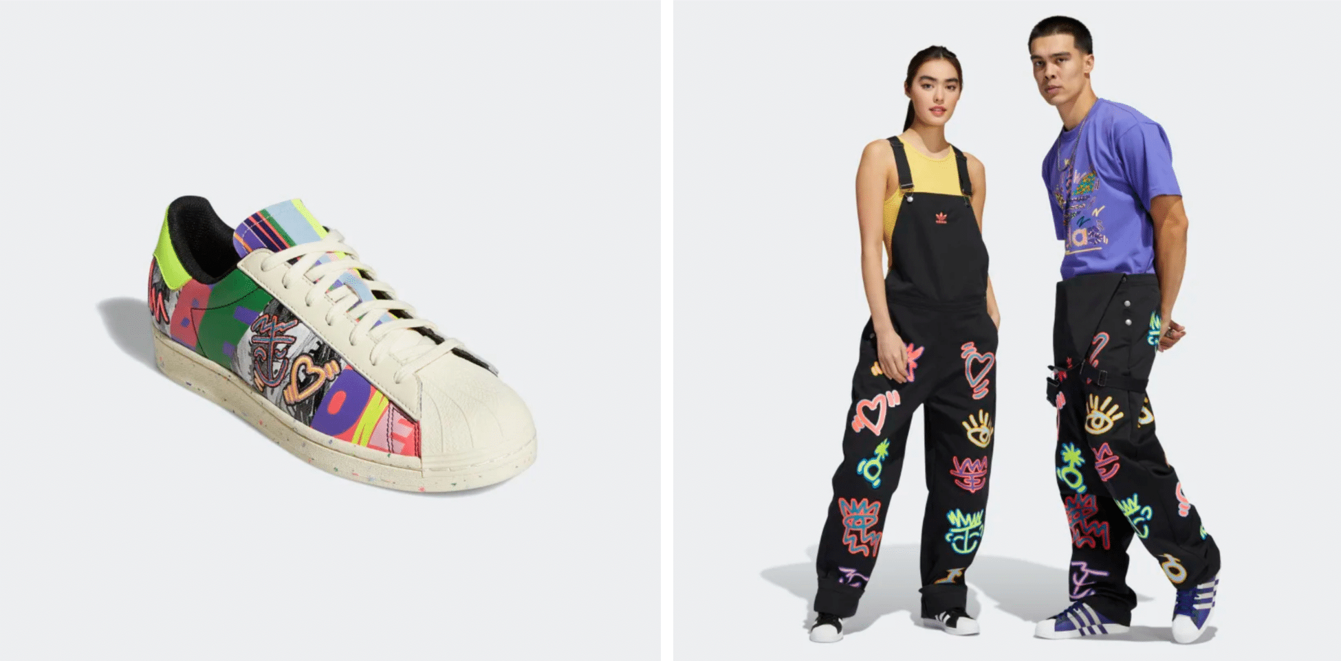 The collection features doodle designs by queer artist, Kris Andrew Small. (Adidas)