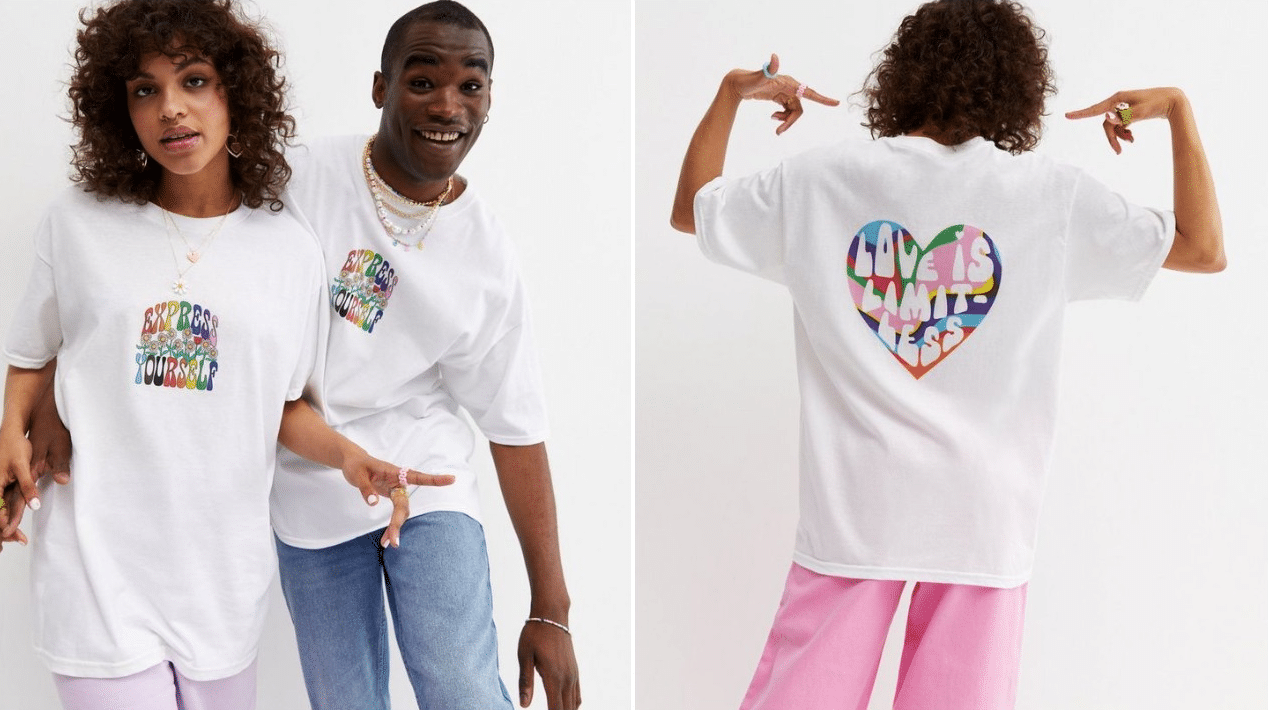 New Look has released a line of t-shirts to celebrate Pride Month.