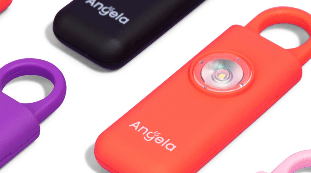 Angela is the personal safety alarm that easily attaches to your keys or bag.