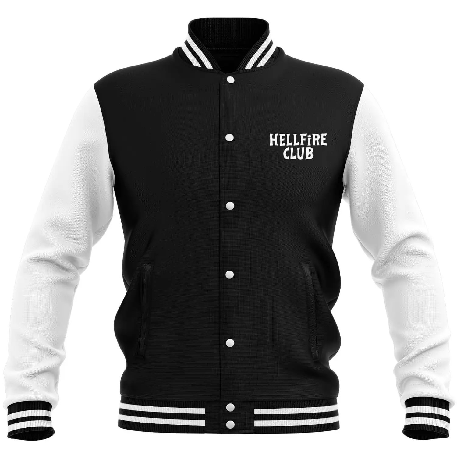A Stranger Things Hellfire Club varsity jacket.