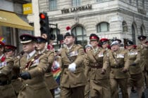 A group of British soldiers march in Pride in London parad
